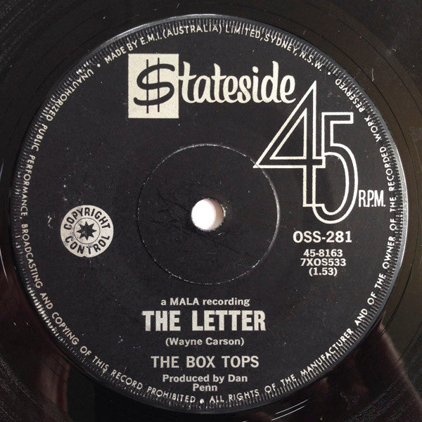 Box Tops : The Letter  (7", Single)