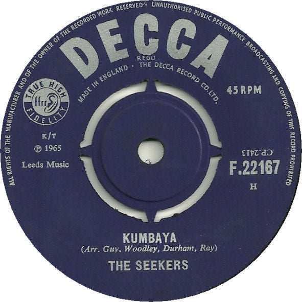 The Seekers : Chilly Winds / Kumbaya (7", Single, Mono)