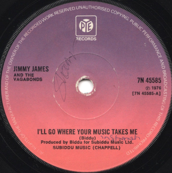 Jimmy James & The Vagabonds : I'll Go Where Your Music Takes Me (7", Single)