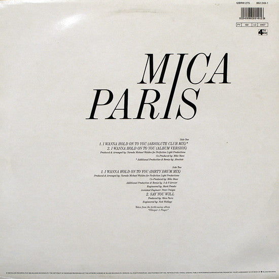 Mica Paris : I Wanna Hold On To You (12")