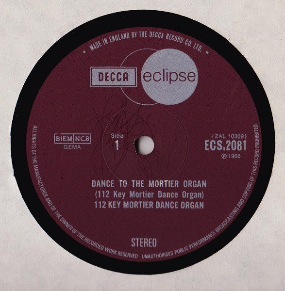 112-Key Mortier Dance Organ : Dance To The Mortier Organ (LP)