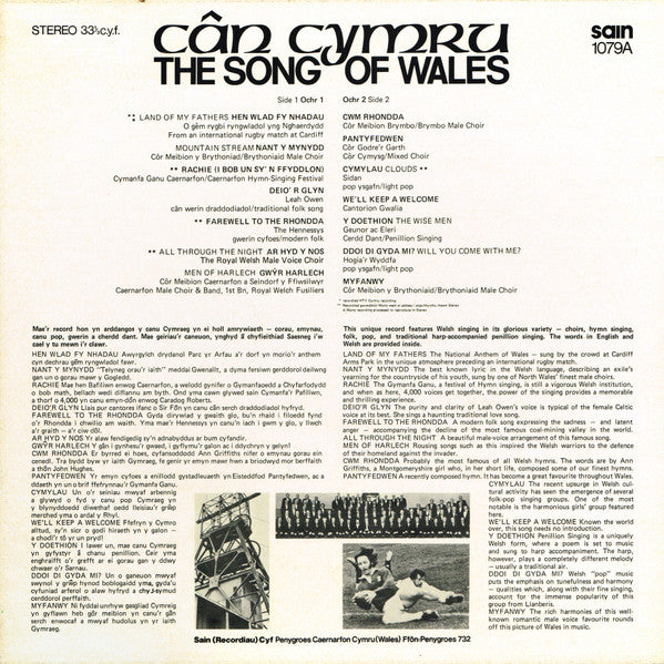 Various : Cân Cymru = The Song Of Wales (LP, Comp)
