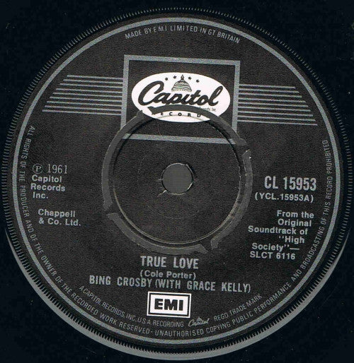 Bing Crosby With Grace Kelly : True Love (7", Single, RE)
