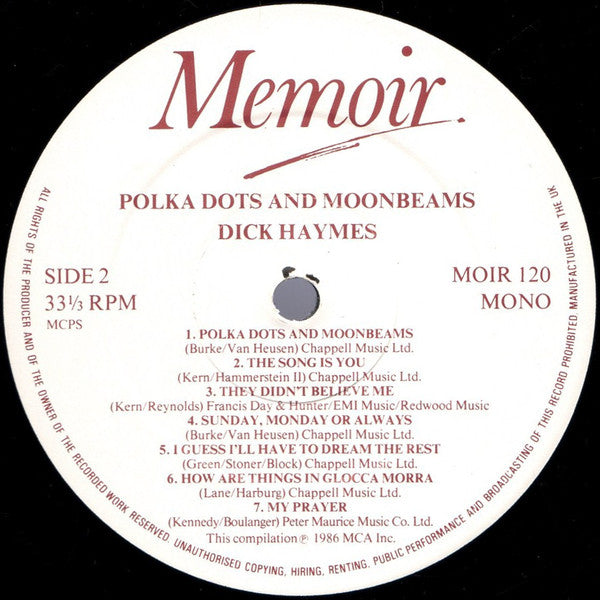 Dick Haymes : Polka Dots & Moonbeams (LP, Comp)