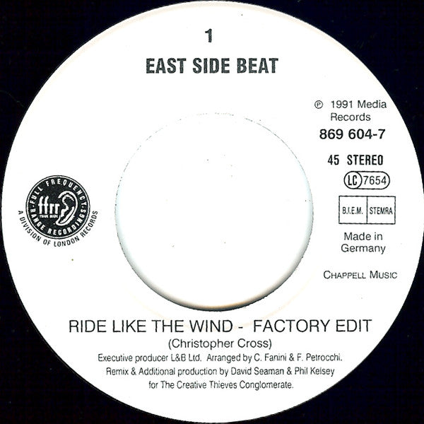 East Side Beat : Ride Like The Wind (7", Single)