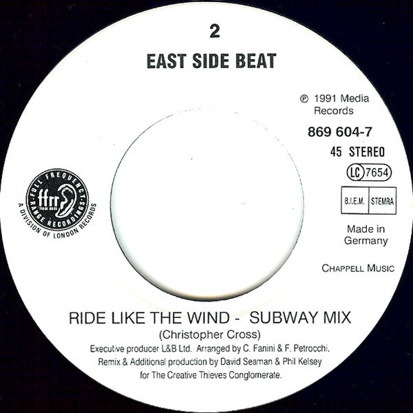 East Side Beat : Ride Like The Wind (7", Single)