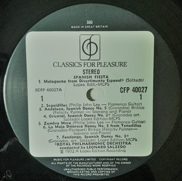 Royal Philharmonic Orchestra Conducted By Leonard Salzedo : Spanish Fiesta (LP, Album)