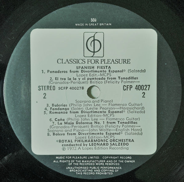 Royal Philharmonic Orchestra Conducted By Leonard Salzedo : Spanish Fiesta (LP, Album)