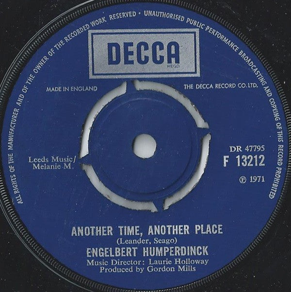 Engelbert Humperdinck : Another Time, Another Place (7", Single)