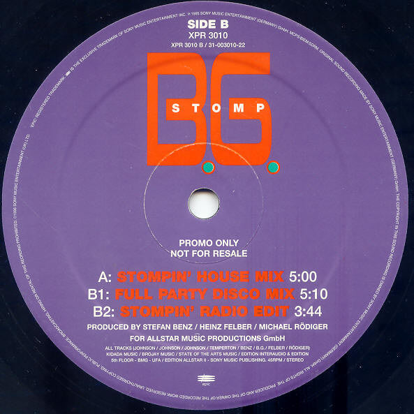 B.G. The Prince Of Rap : Stomp (12", Promo)