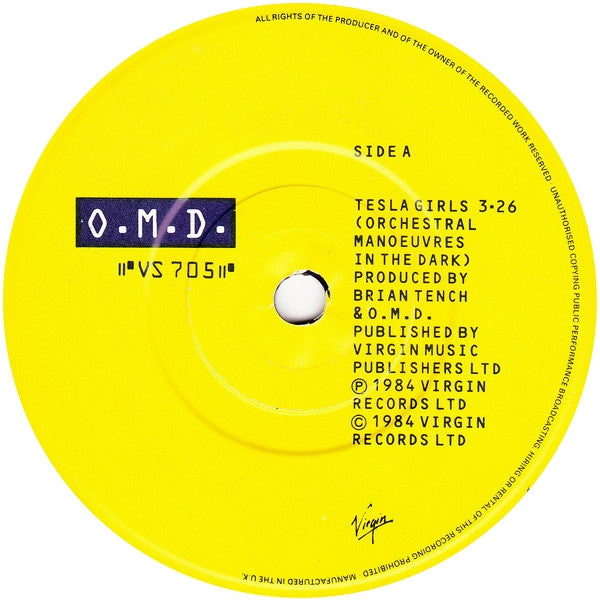 Orchestral Manoeuvres In The Dark : Tesla Girls (7", Single, Mat)