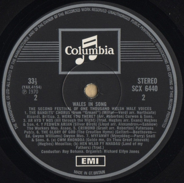 Various : Wales In Song - The Second Festival Of 1000 Welsh Male Voices (LP)