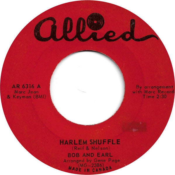 Bob & Earl : Harlem Shuffle (7", Single)
