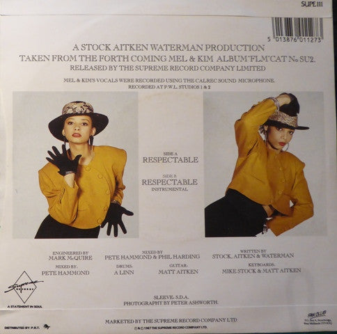 Mel & Kim : Respectable (7", Single, Sil)
