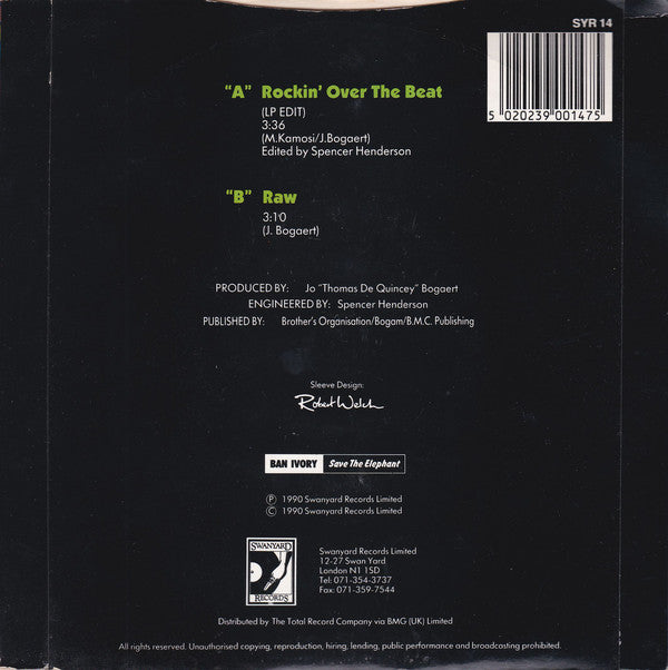 Technotronic Featuring Ya Kid K : Rockin' Over The Beat (7", Single, Pap)