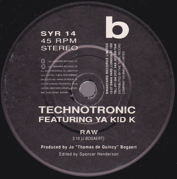 Technotronic Featuring Ya Kid K : Rockin' Over The Beat (7", Single, Pap)