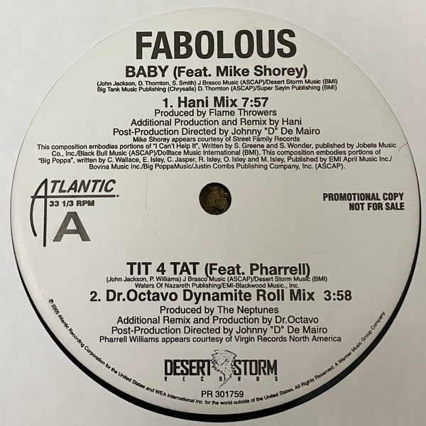 Fabolous : Baby / Tit 4 Tat (Dance Mixes) (2x12", Promo)