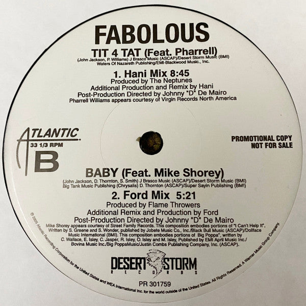 Fabolous : Baby / Tit 4 Tat (Dance Mixes) (2x12", Promo)