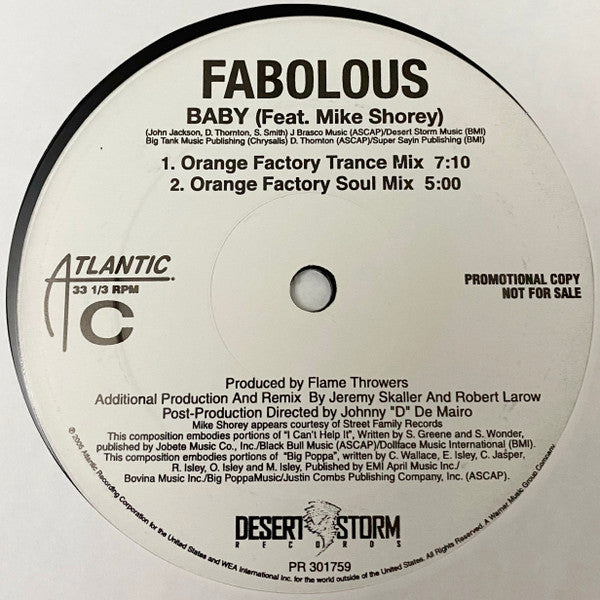 Fabolous : Baby / Tit 4 Tat (Dance Mixes) (2x12", Promo)