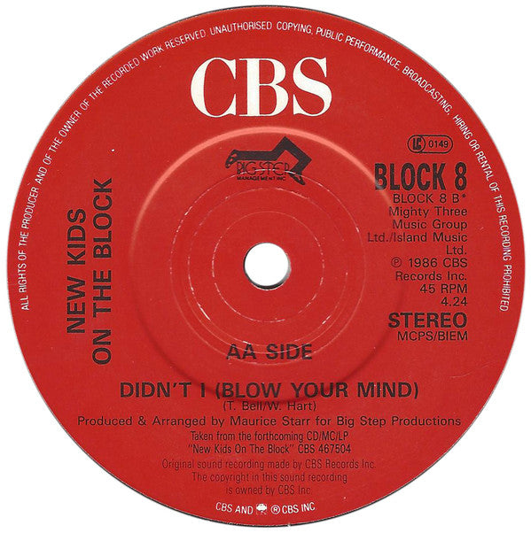 New Kids On The Block : Didn't I (Blow Your Mind) / Let's Try It Again (7", Single, Pos)