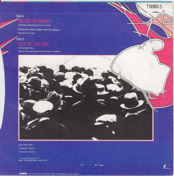 Thompson Twins : Sister Of Mercy (7", Single, Blu)