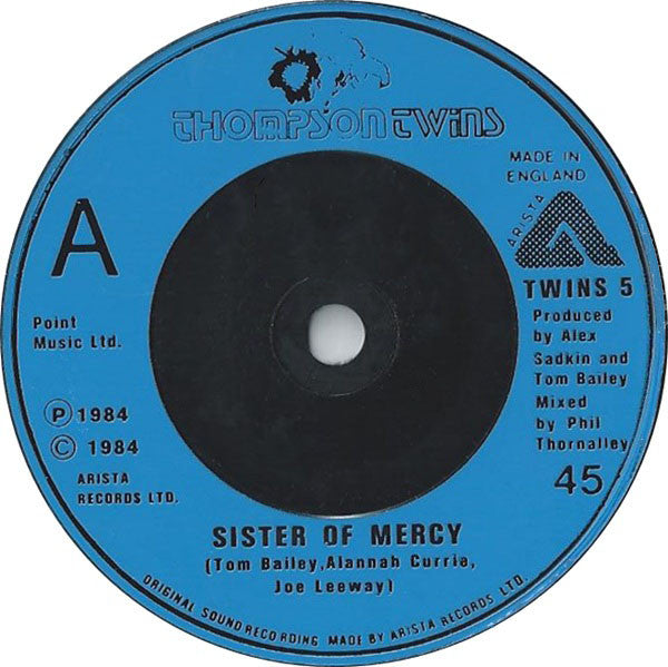 Thompson Twins : Sister Of Mercy (7", Single, Blu)
