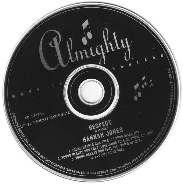 Respect Featuring Hannah Jones : Young Hearts Run Free (CD, Single)