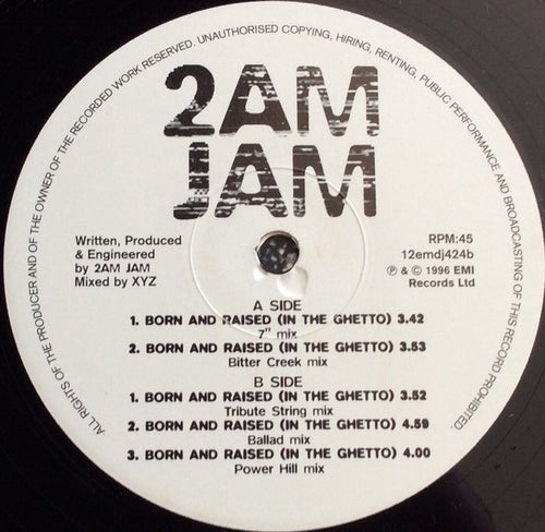 2am Jam : Born And Raised (In The Ghetto) (12", Promo)