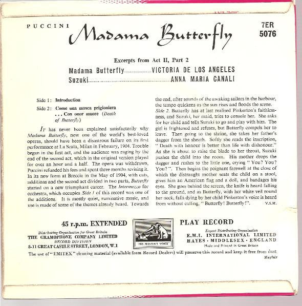 Giacomo Puccini, Orchestra Del Teatro Dell'Opera Di Roma And Coro Del Teatro Dell'Opera Di Roma : Madama Butterfly (Act II, Part 2) (7", Single)