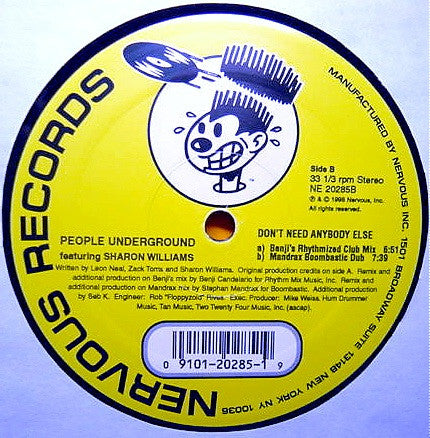 People Underground Featuring Sharon Williams : Don't Need Anybody Else (12")