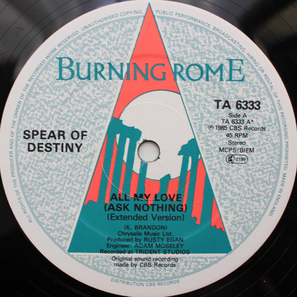 Spear Of Destiny : All My Love (Ask Nothing) (12")