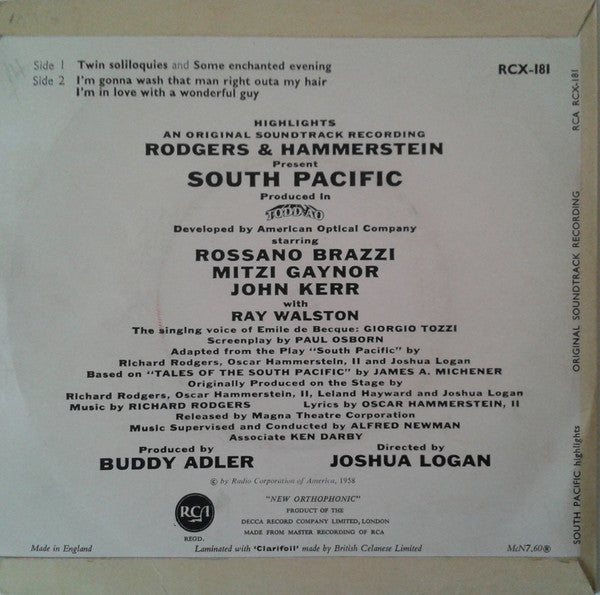 Rodgers & Hammerstein : South Pacific (7", EP, Mono)