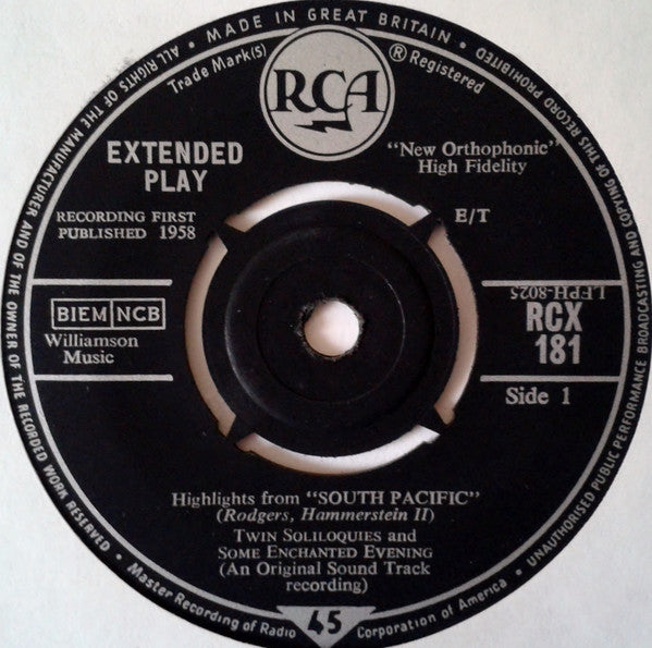 Rodgers & Hammerstein : South Pacific (7", EP, Mono)