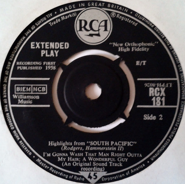 Rodgers & Hammerstein : South Pacific (7", EP, Mono)