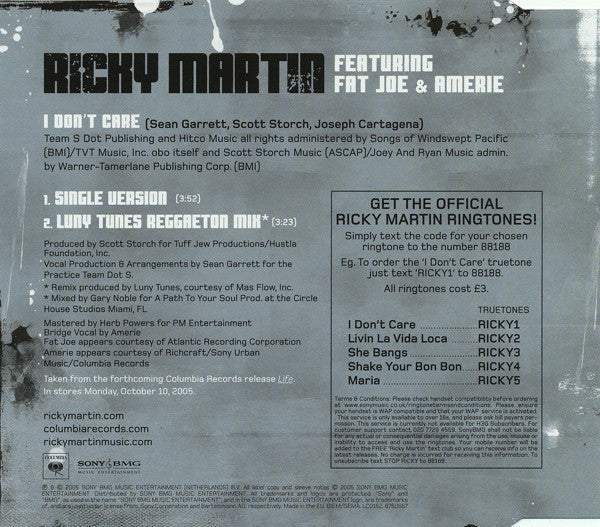 Ricky Martin : I Don't Care (CD, Maxi)