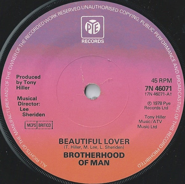 Brotherhood Of Man : Beautiful Lover (7", Single)