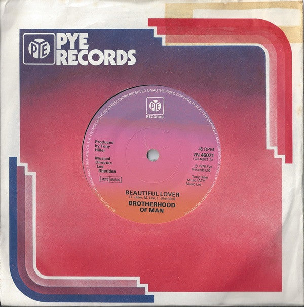 Brotherhood Of Man : Beautiful Lover (7", Single)