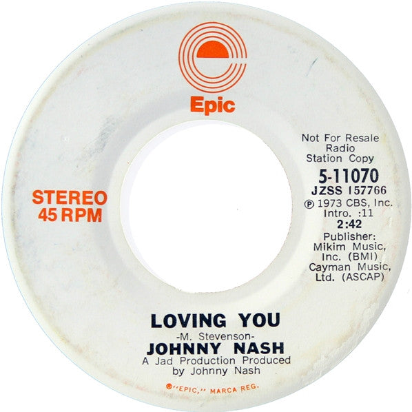 Johnny Nash : Loving You (7", Mono, Promo)