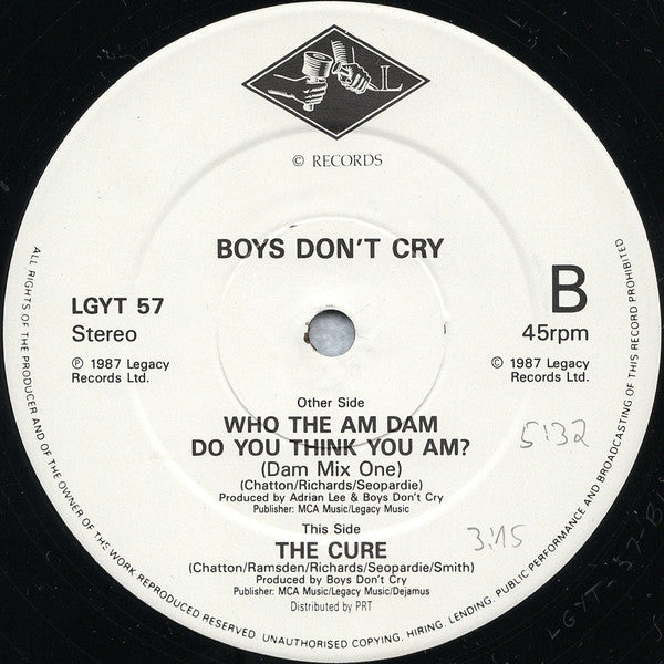 Boys Don't Cry : Who The Am Dam Do You Think You Am? (12")