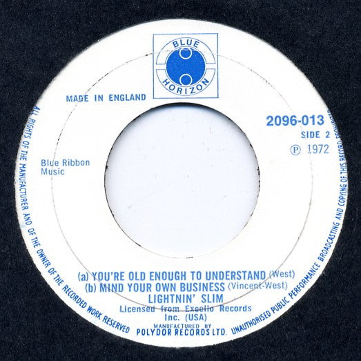 Lightning Slim : Just A Little Bit (7", Single)