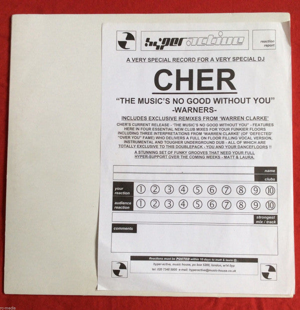 Cher : The Music's No Good Without You (2x12", Promo)
