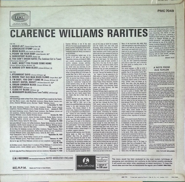 Clarence Williams : Clarence Williams Rarities (LP, Comp, Mono)
