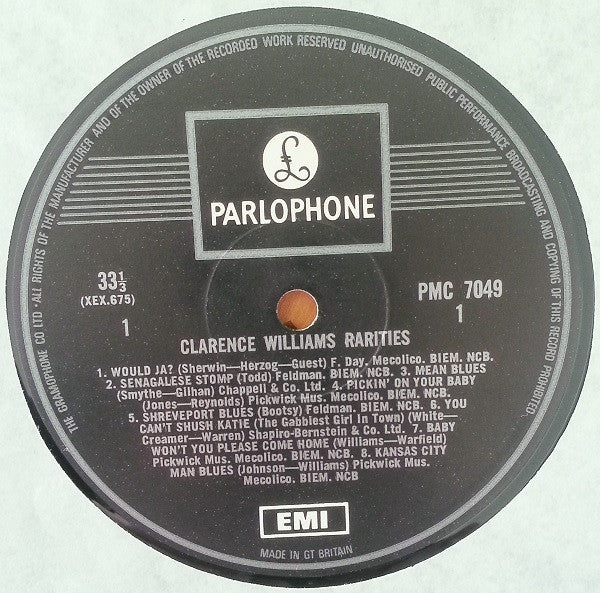 Clarence Williams : Clarence Williams Rarities (LP, Comp, Mono)