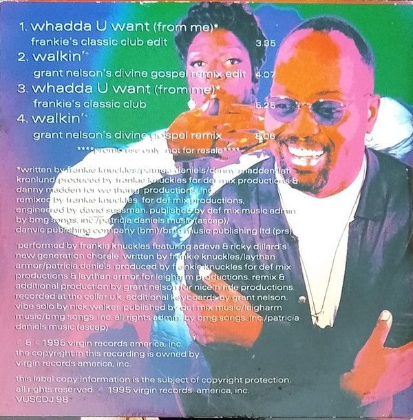 Frankie Knuckles Featuring Adeva : Whadda U Want (From Me) (CD, Single, Promo)