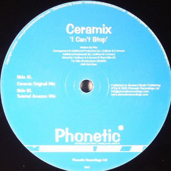 Ceramix : I Can't Stop (12")
