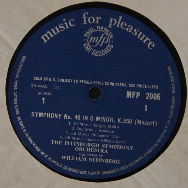 Wolfgang Amadeus Mozart, William Steinberg Conducting Pittsburgh Symphony Orchestra : Symphony No. 40 In G Minor, K.550 / Eine Kleine Nachtmusik, K.525 (Serenade For String Orchestra) (LP, Album)