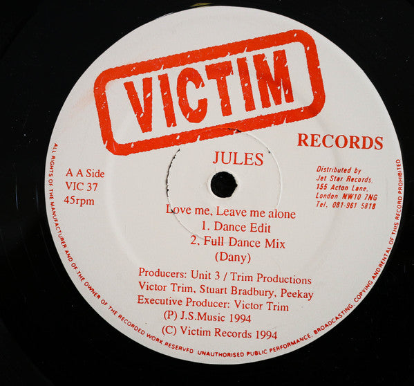Jules (5) : Love Me, Leave Me Alone (12")