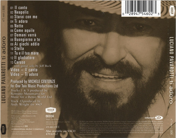 Luciano Pavarotti : Ti Adoro (CD, Album, Enh, S/Edition)
