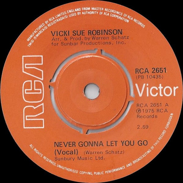 Vicki Sue Robinson : Never Gonna Let You Go (7")
