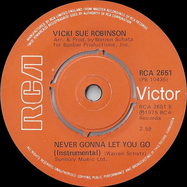 Vicki Sue Robinson : Never Gonna Let You Go (7")